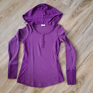 🔹️Columbia Purple Waffle Thermal Knit Long Sleeve Hooded Top XSmall